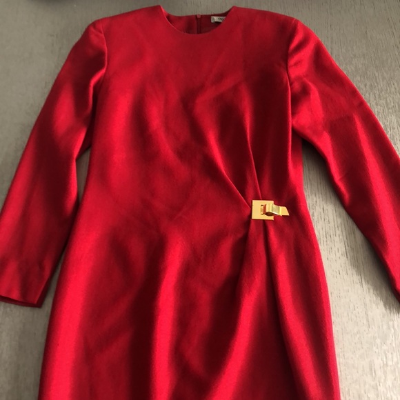 CELINE Pure Wool Red Dress Size 4 - Picture 14 of 14